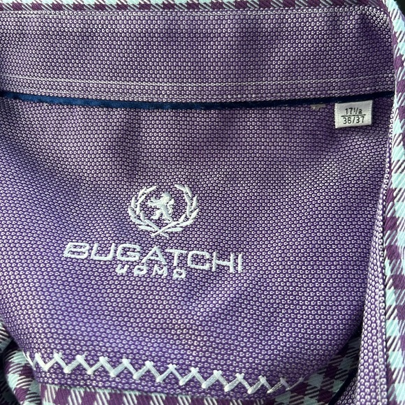 BUGATCHI UOMO MENS JAMES PURPLE CHECK DRESS SHIRT NWOT - Picture 3 of 3